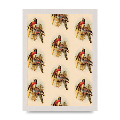 Vintage Style Tropical Parrot Pattern Art For The Home - A4 framed