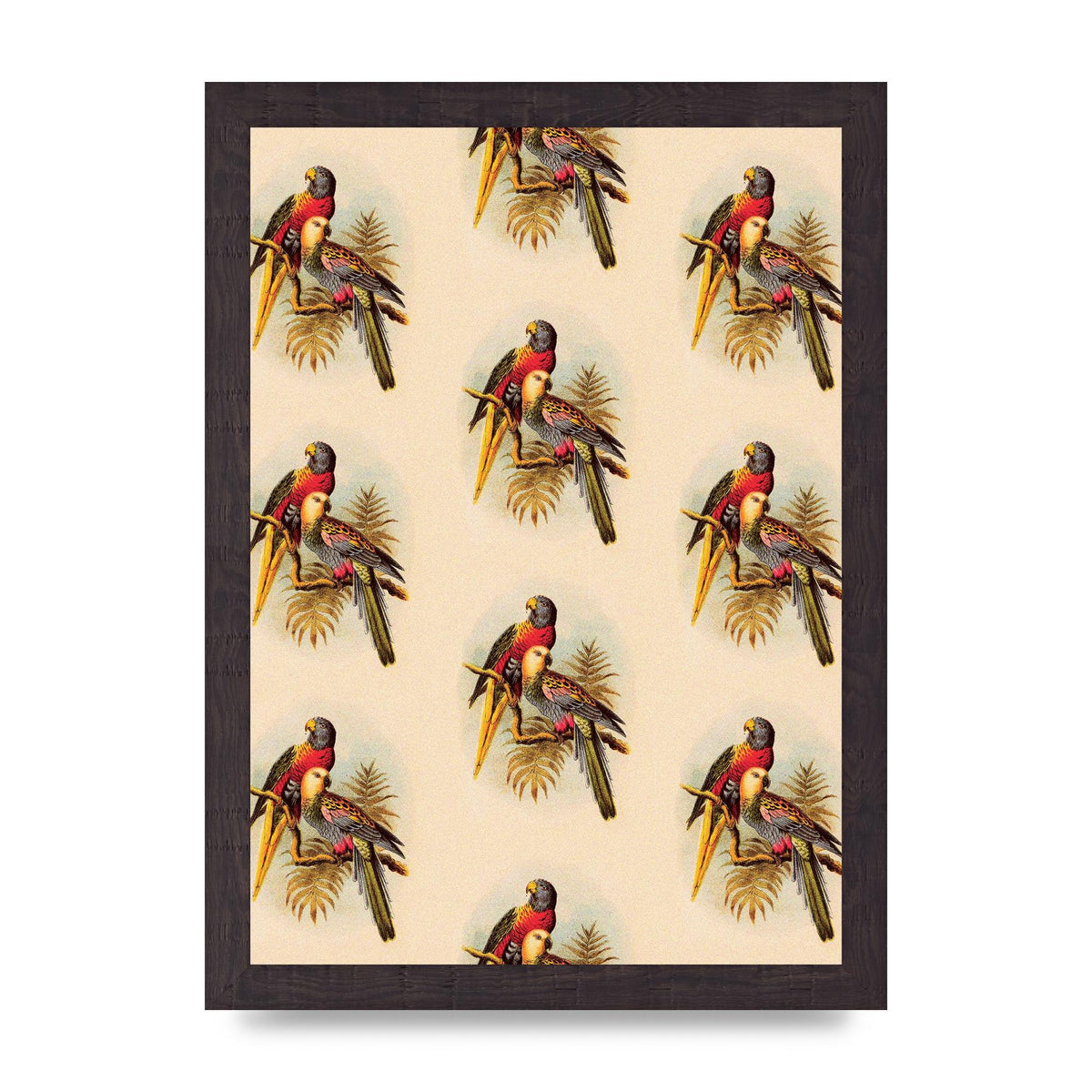 Vintage Style Tropical Parrot Pattern Art For The Home - A4 framed