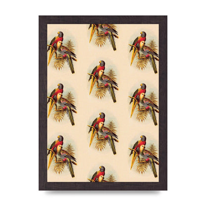 Vintage Style Tropical Parrot Pattern Art For The Home - A4 framed