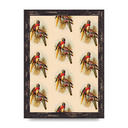 Vintage Style Tropical Parrot Pattern Art For The Home - A4 framed