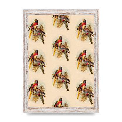 Vintage Style Tropical Parrot Pattern Art For The Home - A4 framed