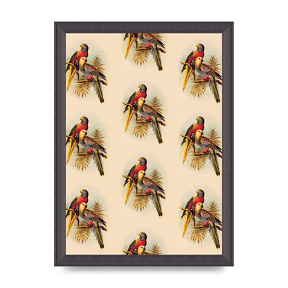 Vintage Style Tropical Parrot Pattern Art For The Home - A4 framed