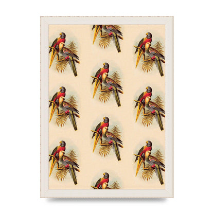 Vintage Style Tropical Parrot Pattern Art For The Home - A4 framed