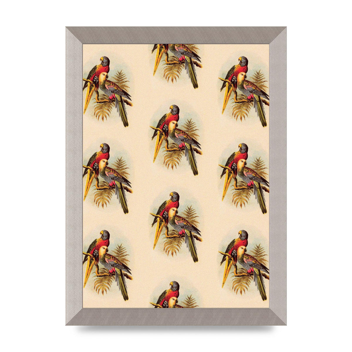 Vintage Style Tropical Parrot Pattern Art For The Home - A4 framed