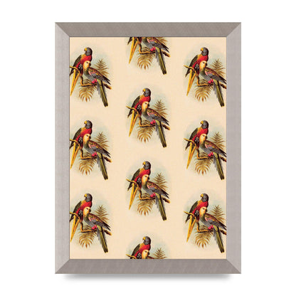 Vintage Style Tropical Parrot Pattern Art For The Home - A4 framed