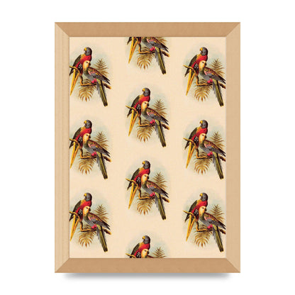 Vintage Style Tropical Parrot Pattern Art For The Home - A4 framed