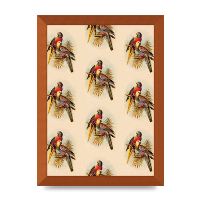 Vintage Style Tropical Parrot Pattern Art For The Home - A4 framed