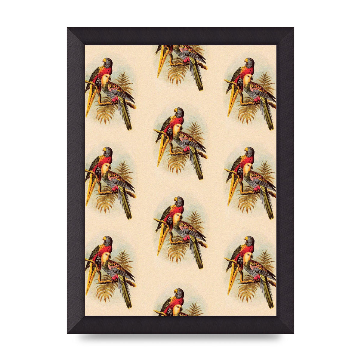 Vintage Style Tropical Parrot Pattern Art For The Home - A4 framed