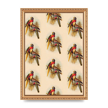 Vintage Style Tropical Parrot Pattern Art For The Home - A4 framed