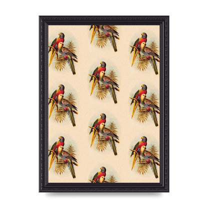 Vintage Style Tropical Parrot Pattern Art For The Home - A4 framed