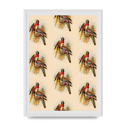 Vintage Style Tropical Parrot Pattern Art For The Home - A4 framed