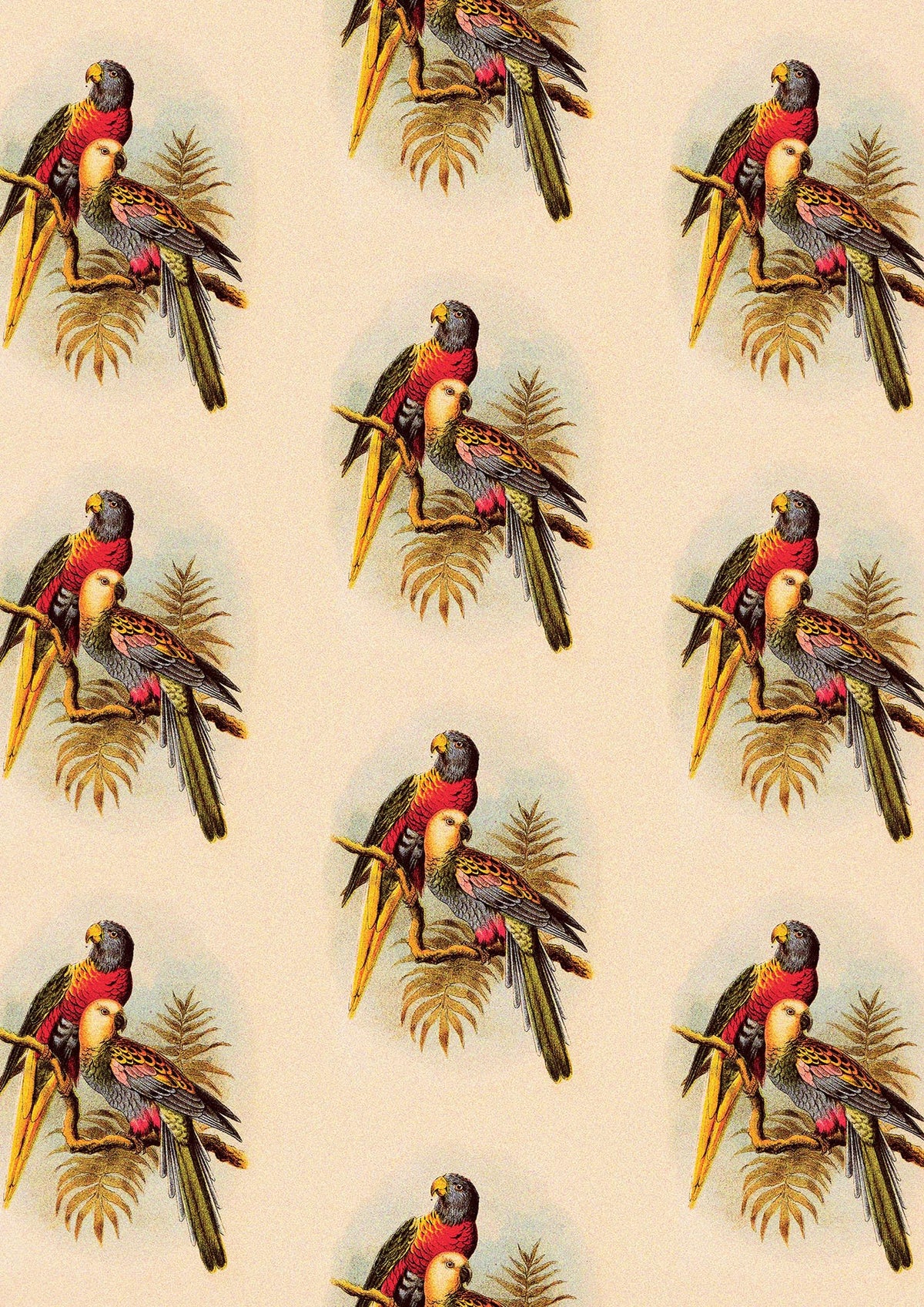 Vintage Style Tropical Parrot Pattern Art For The Home - detail