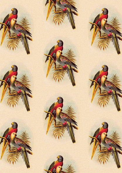 Vintage Style Tropical Parrot Pattern Art For The Home - detail