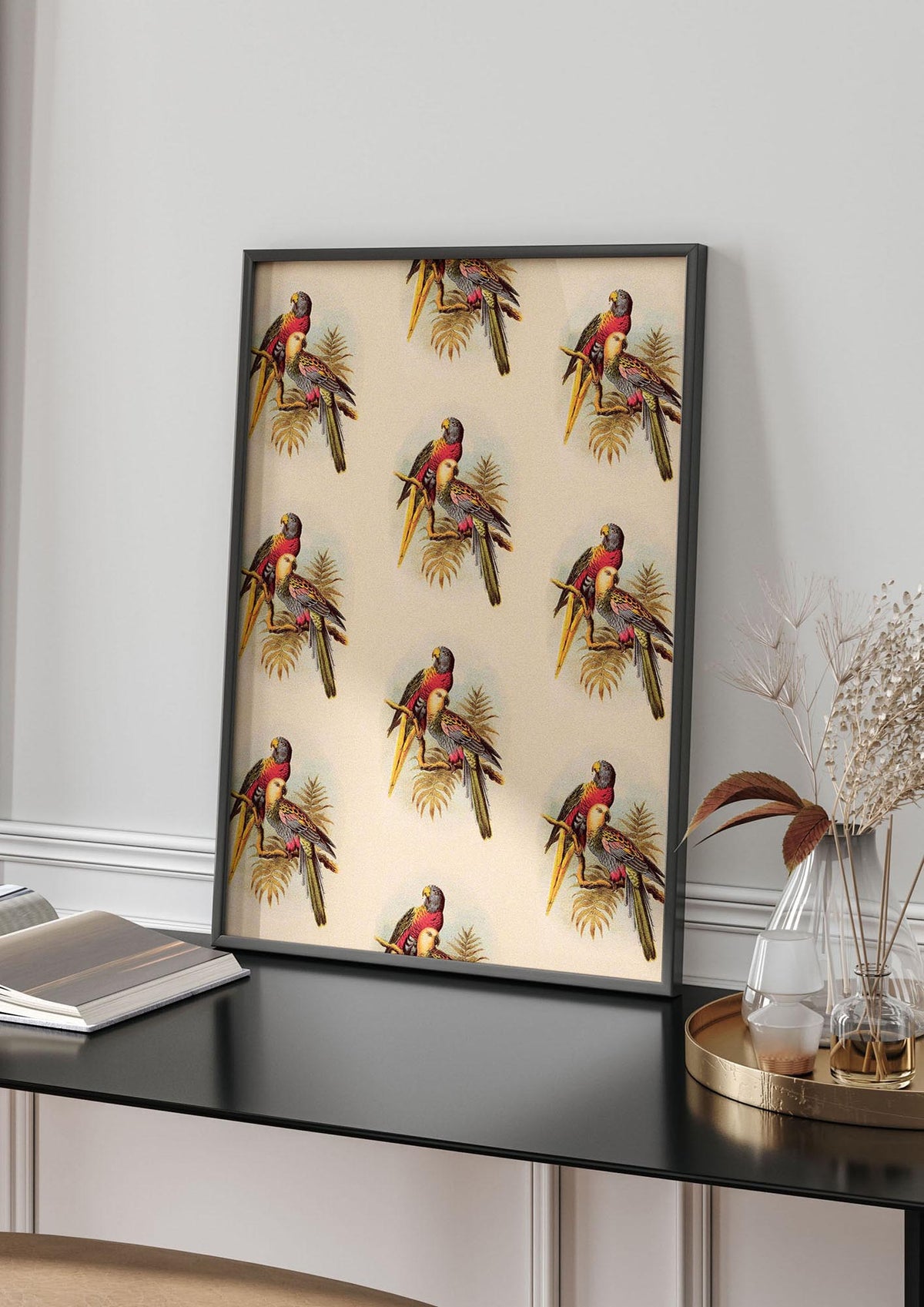 Vintage Style Tropical Parrot Pattern Art For The Home - living room 4