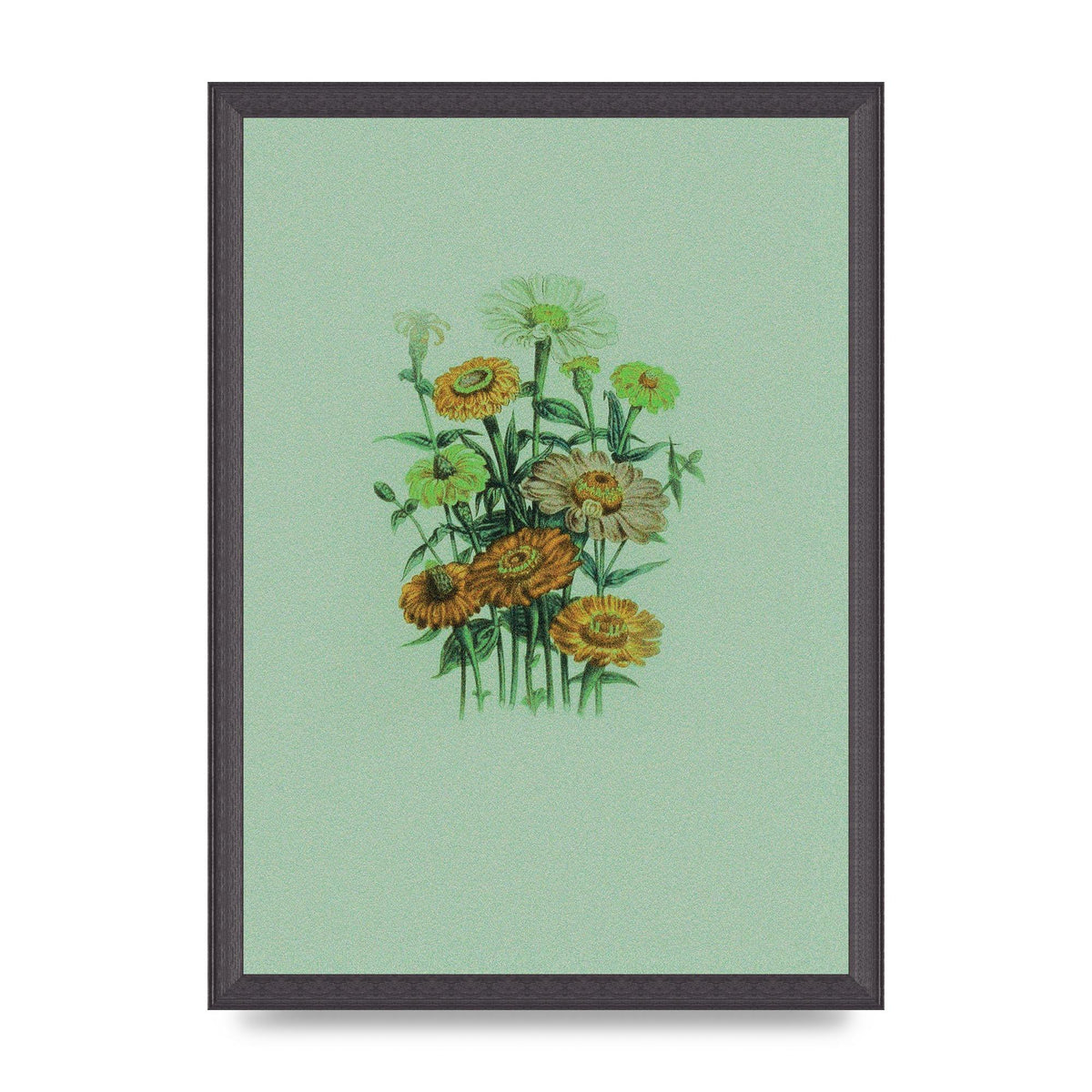 Mexican Vintage Flower Printed Poster - A3 framed