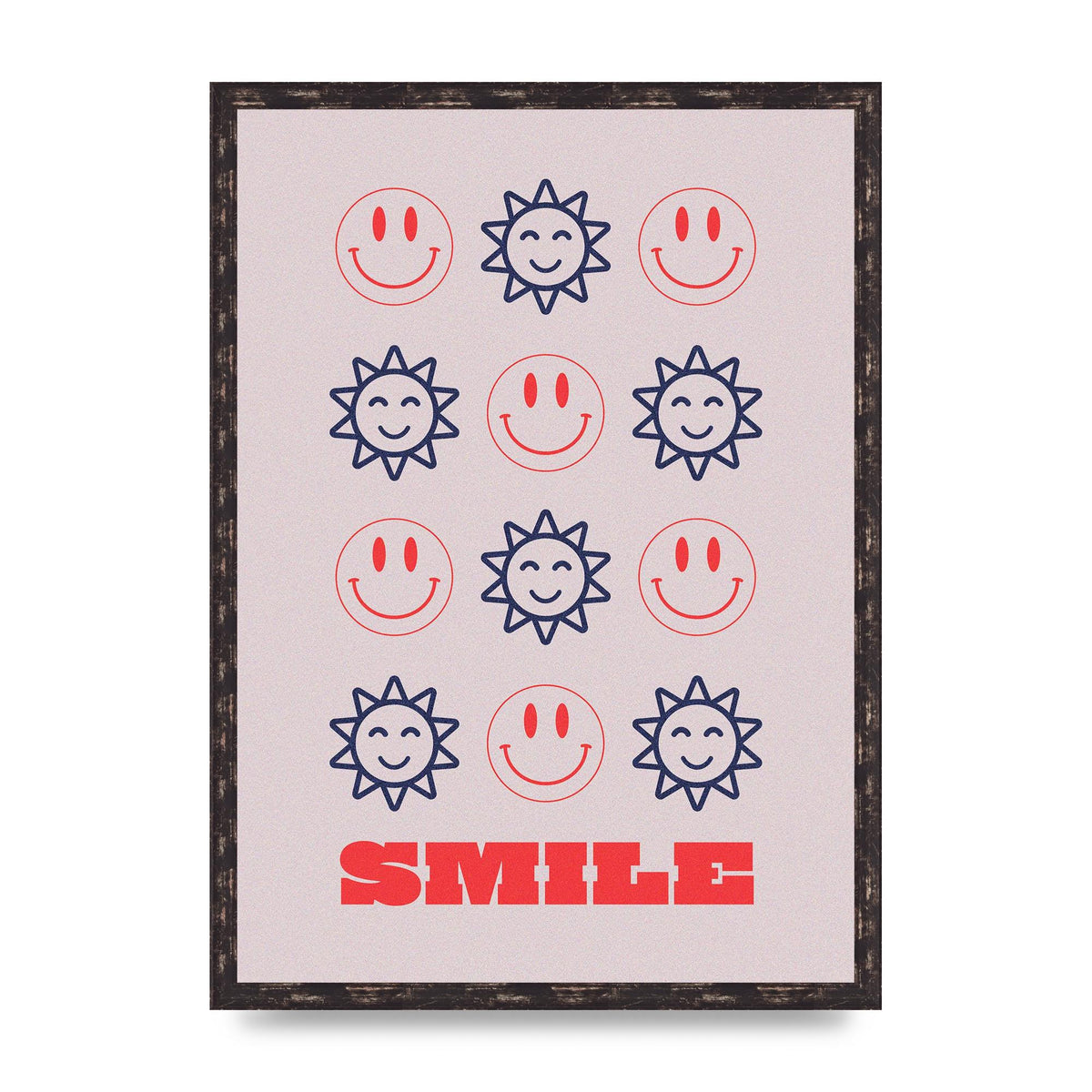 Smile Flower Acid House Smiley Wall Art - A2 framed