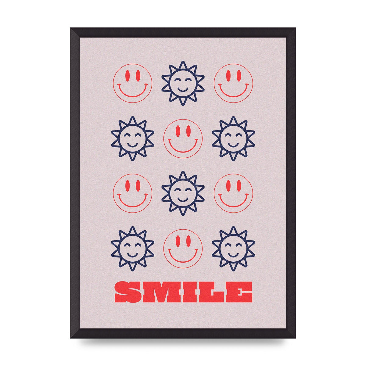 Smile Flower Acid House Smiley Wall Art - A2 framed
