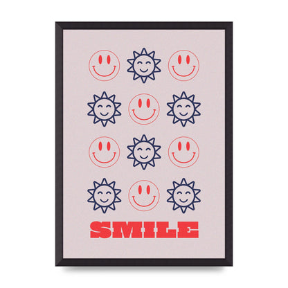 Smile Flower Acid House Smiley Wall Art - A2 framed