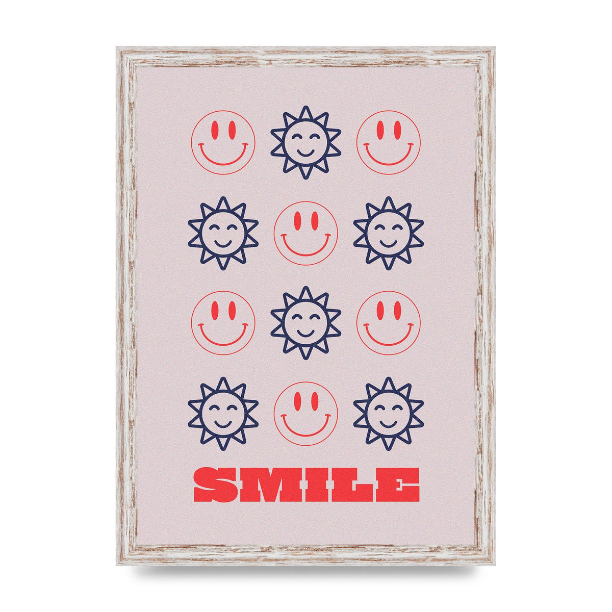 Smile Flower Acid House Smiley Wall Art - A3 framed