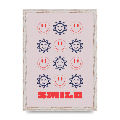 Smile Flower Acid House Smiley Wall Art - A3 framed