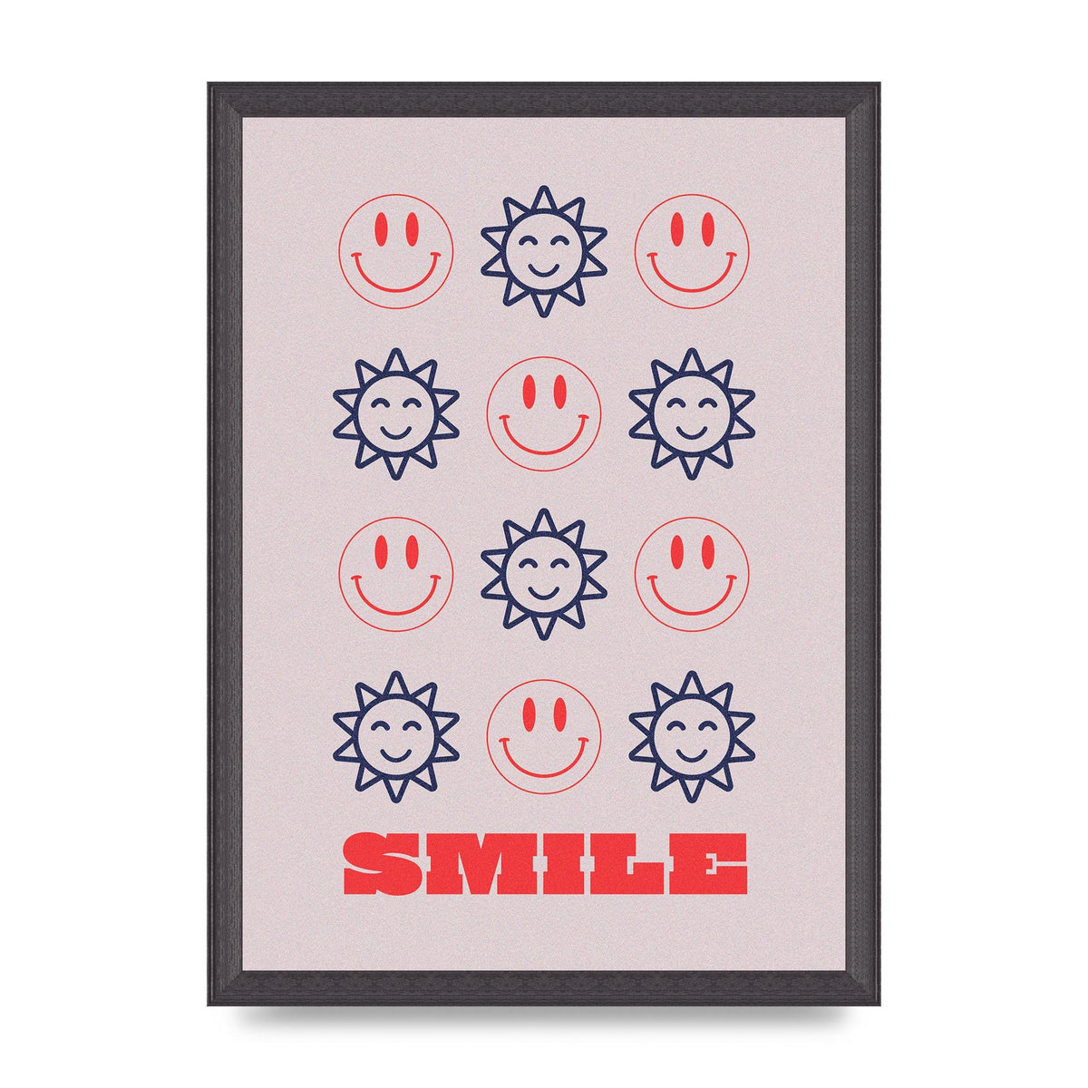 Smile Flower Acid House Smiley Wall Art - A3 framed