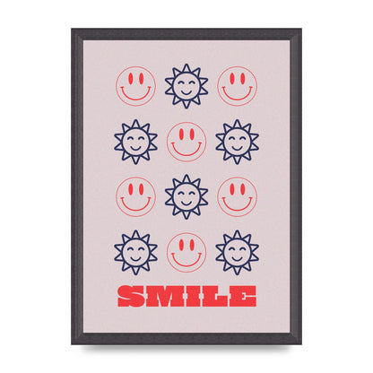 Smile Flower Acid House Smiley Wall Art - A3 framed