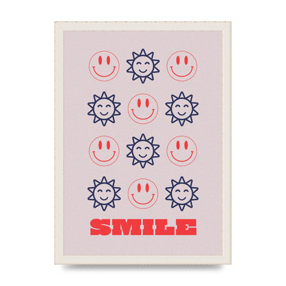 Smile Flower Acid House Smiley Wall Art - A3 framed