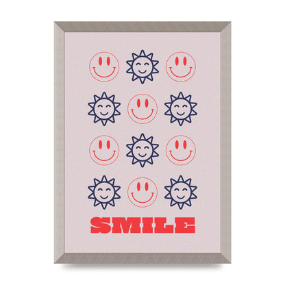 Smile Flower Acid House Smiley Wall Art - A3 framed