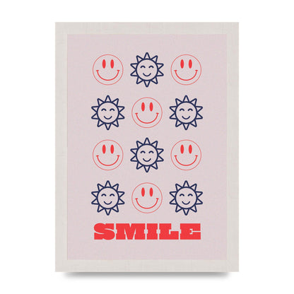 Smile Flower Acid House Smiley Wall Art - A4 framed