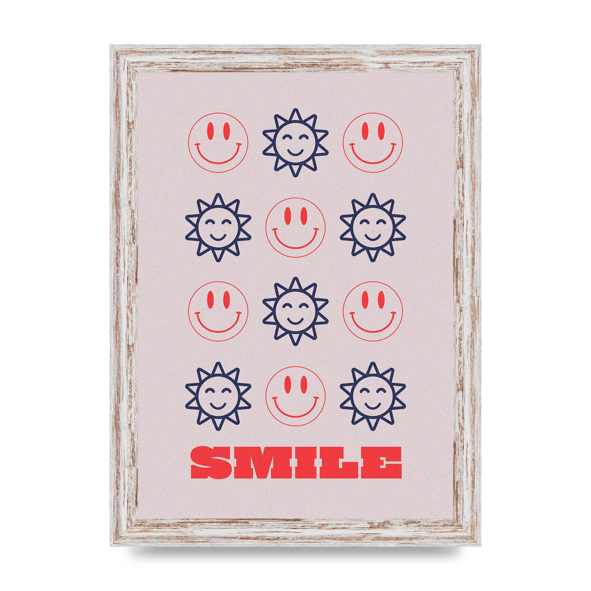 Smile Flower Acid House Smiley Wall Art - A4 framed