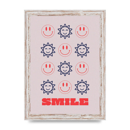 Smile Flower Acid House Smiley Wall Art - A4 framed
