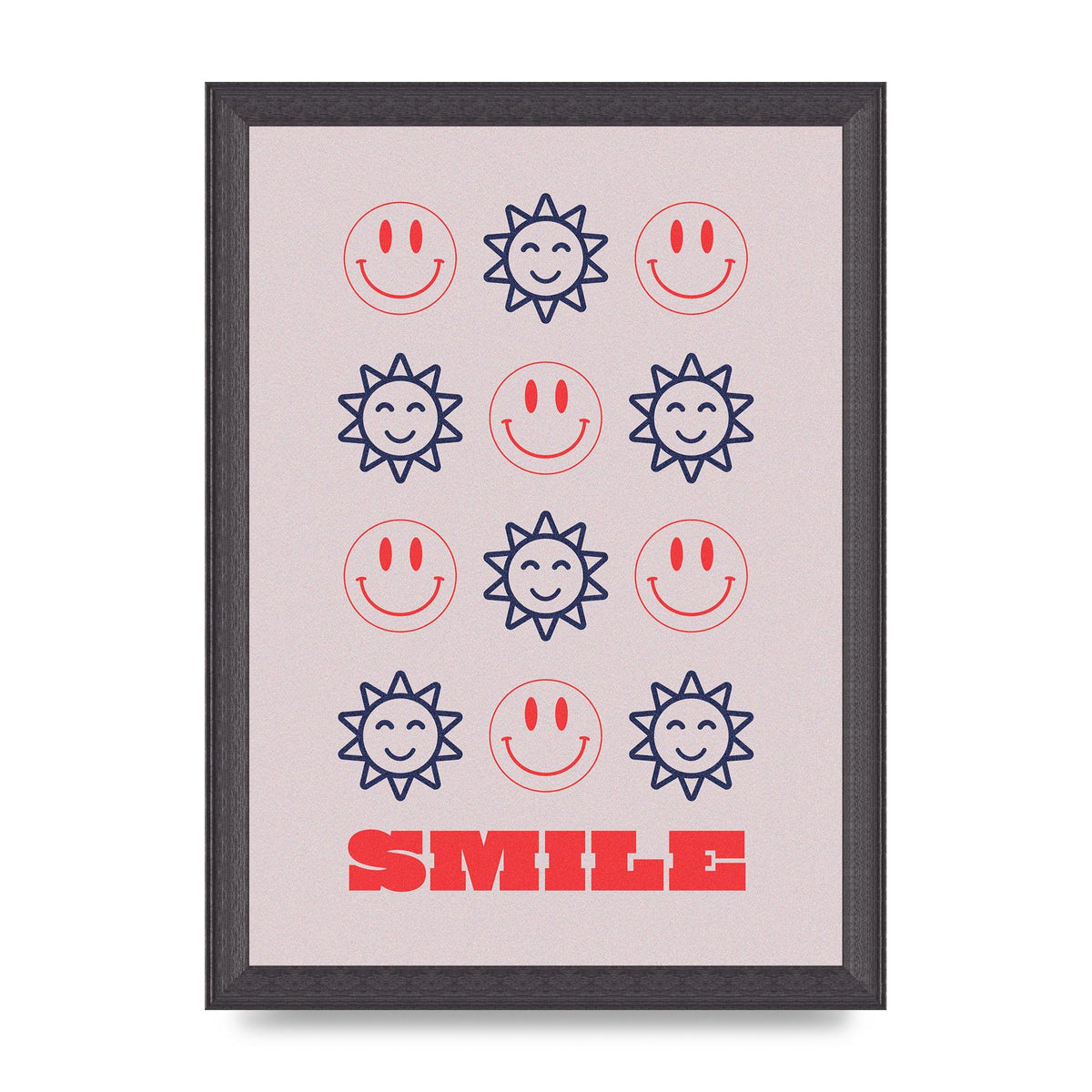 Smile Flower Acid House Smiley Wall Art - A4 framed