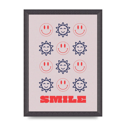 Smile Flower Acid House Smiley Wall Art - A4 framed