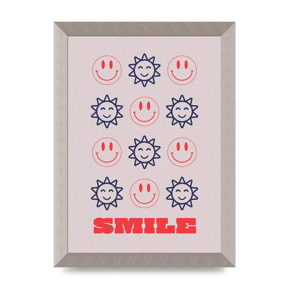 Smile Flower Acid House Smiley Wall Art - A4 framed