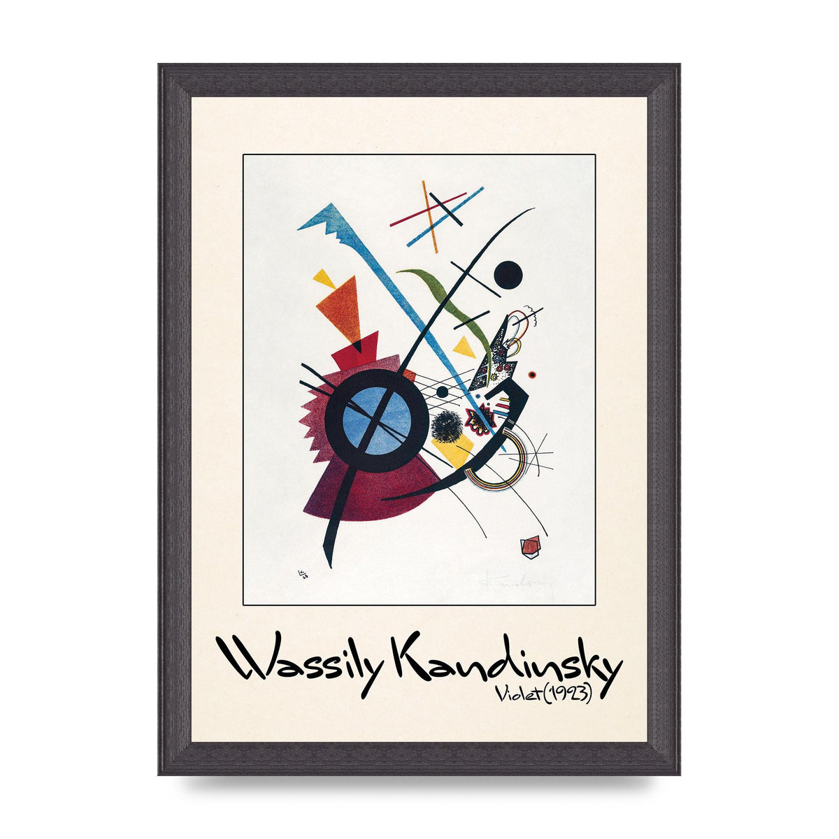 Wassily Kandinsky Violet 1923 Printed Poster - A4 framed