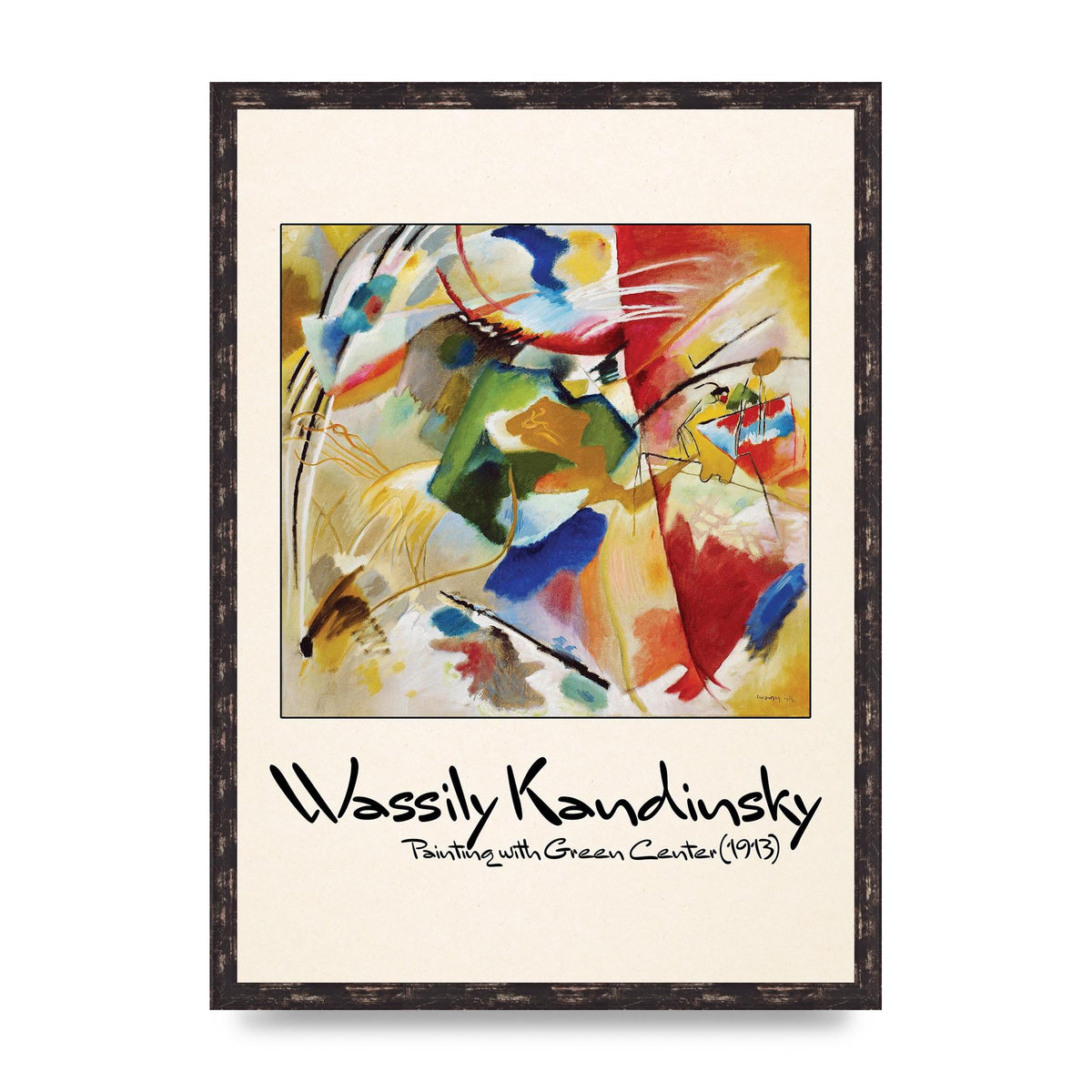 Wassily Kandinsky Painting With Green Center 1913 Wall Art - A2 framed