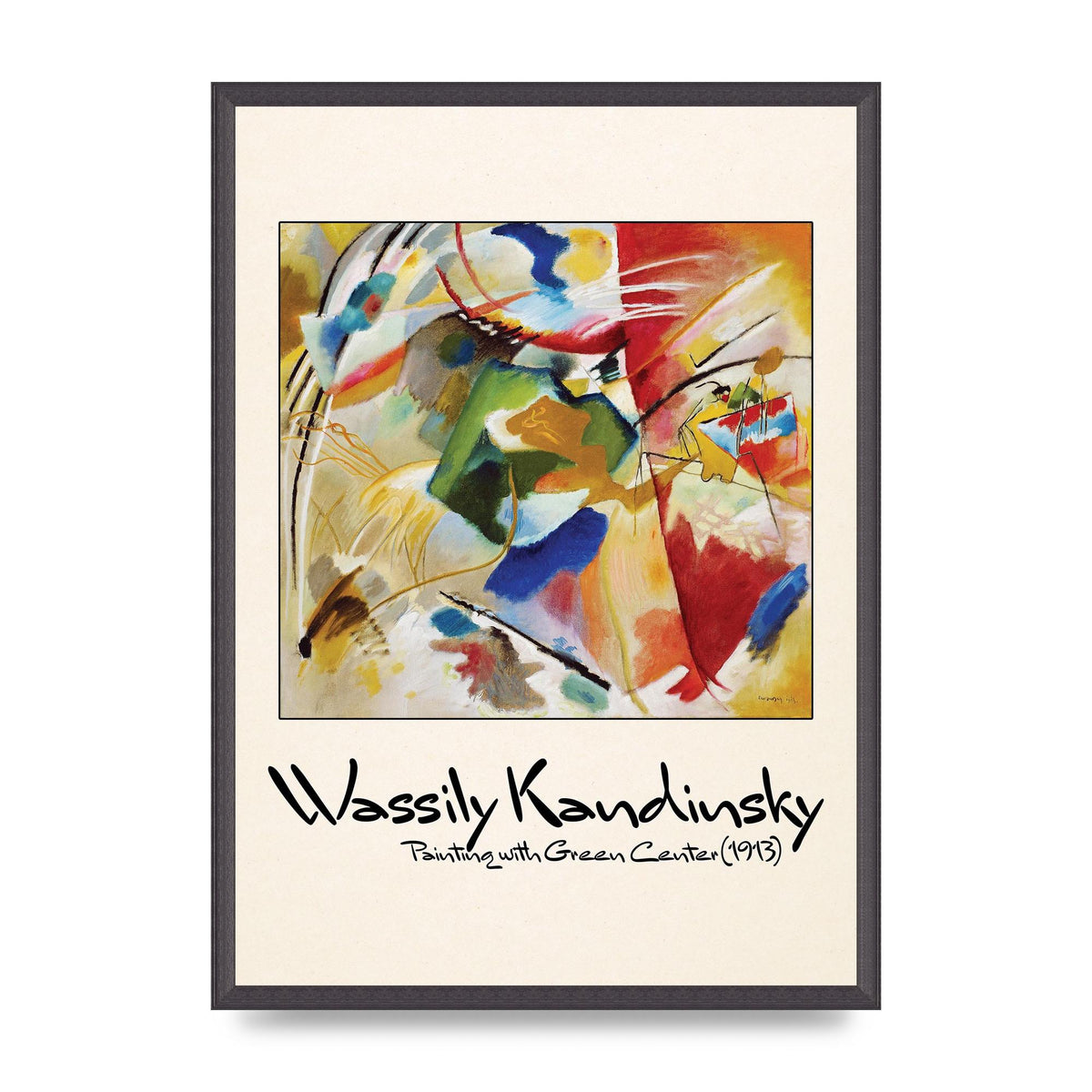 Wassily Kandinsky Painting With Green Center 1913 Wall Art - A2 framed