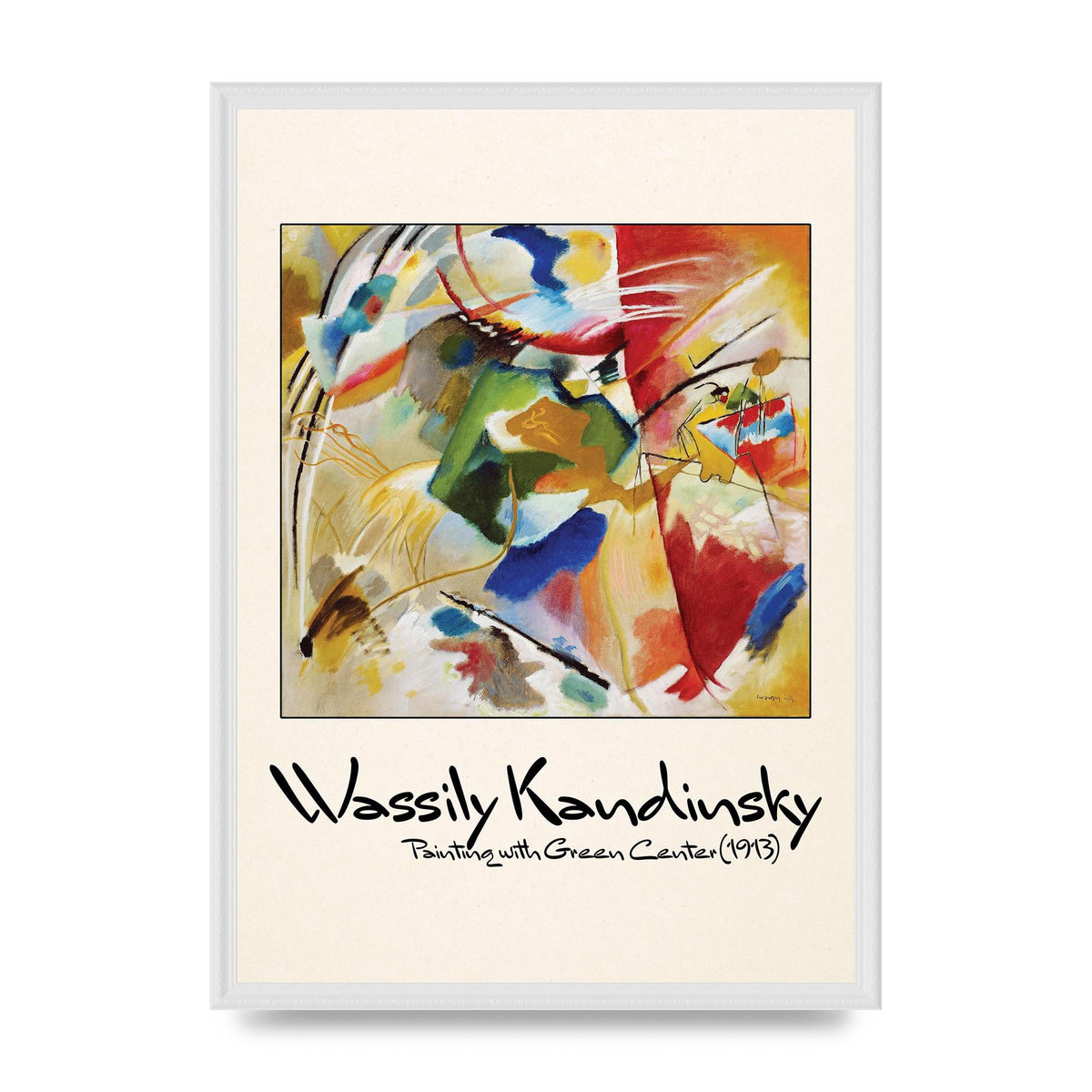 Wassily Kandinsky Painting With Green Center 1913 Wall Art - A2 framed