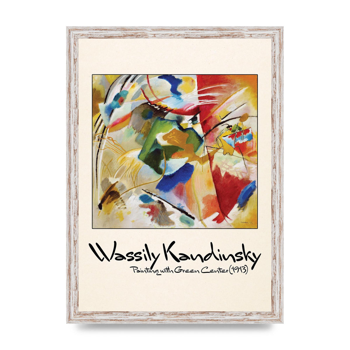 Wassily Kandinsky Painting With Green Center 1913 Wall Art - A3 framed