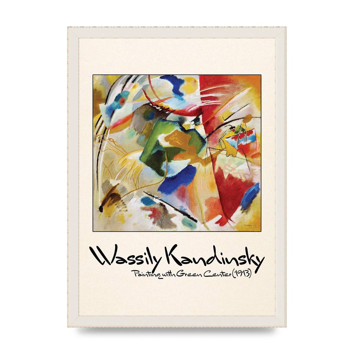Wassily Kandinsky Painting With Green Center 1913 Wall Art - A3 framed