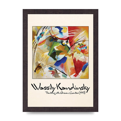 Wassily Kandinsky Painting With Green Center 1913 Wall Art - A4 framed