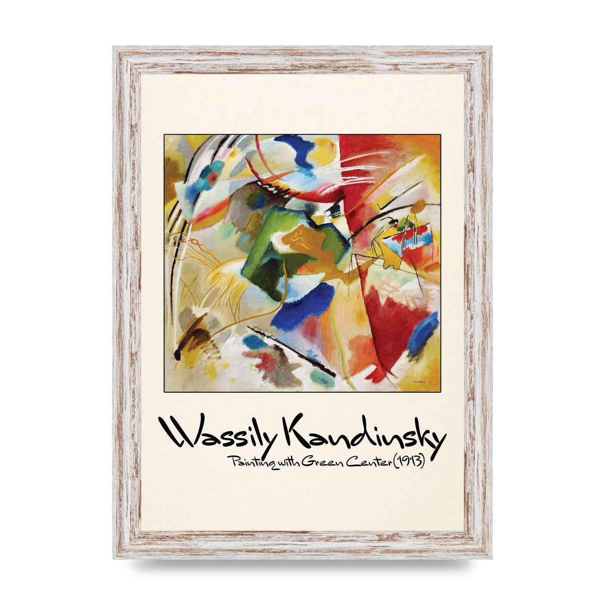 Wassily Kandinsky Painting With Green Center 1913 Wall Art - A4 framed