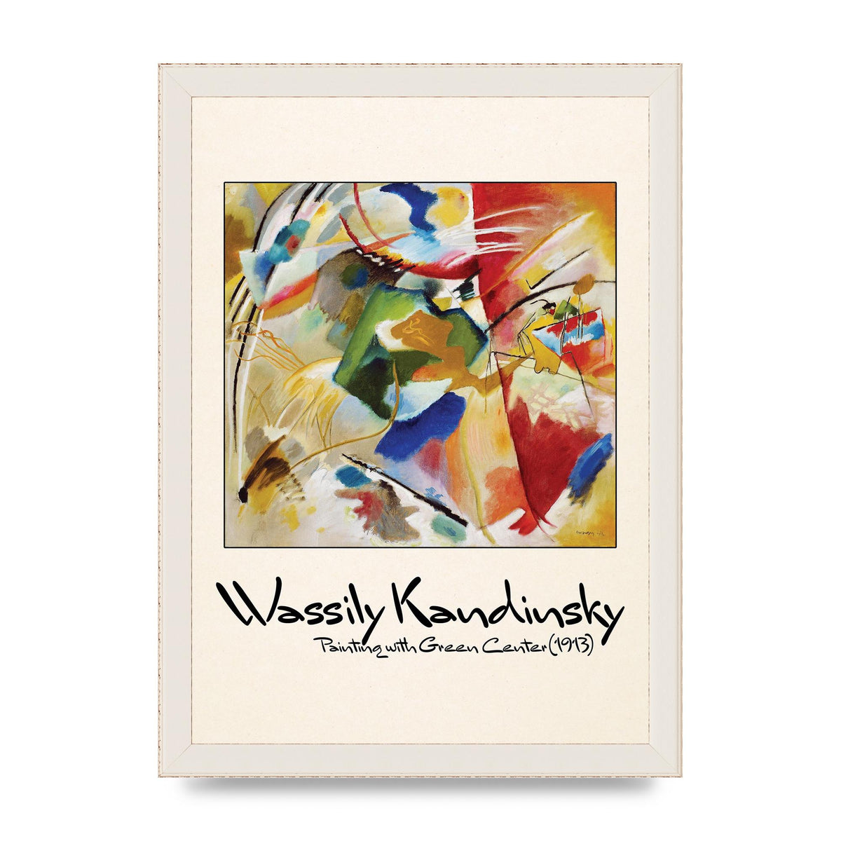 Wassily Kandinsky Painting With Green Center 1913 Wall Art - A4 framed