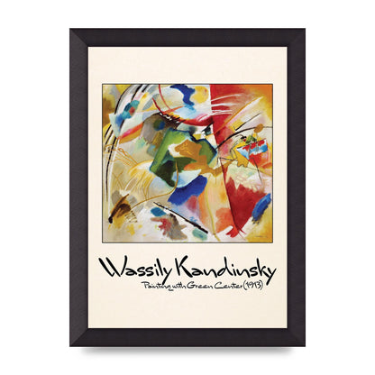 Wassily Kandinsky Painting With Green Center 1913 Wall Art - A4 framed