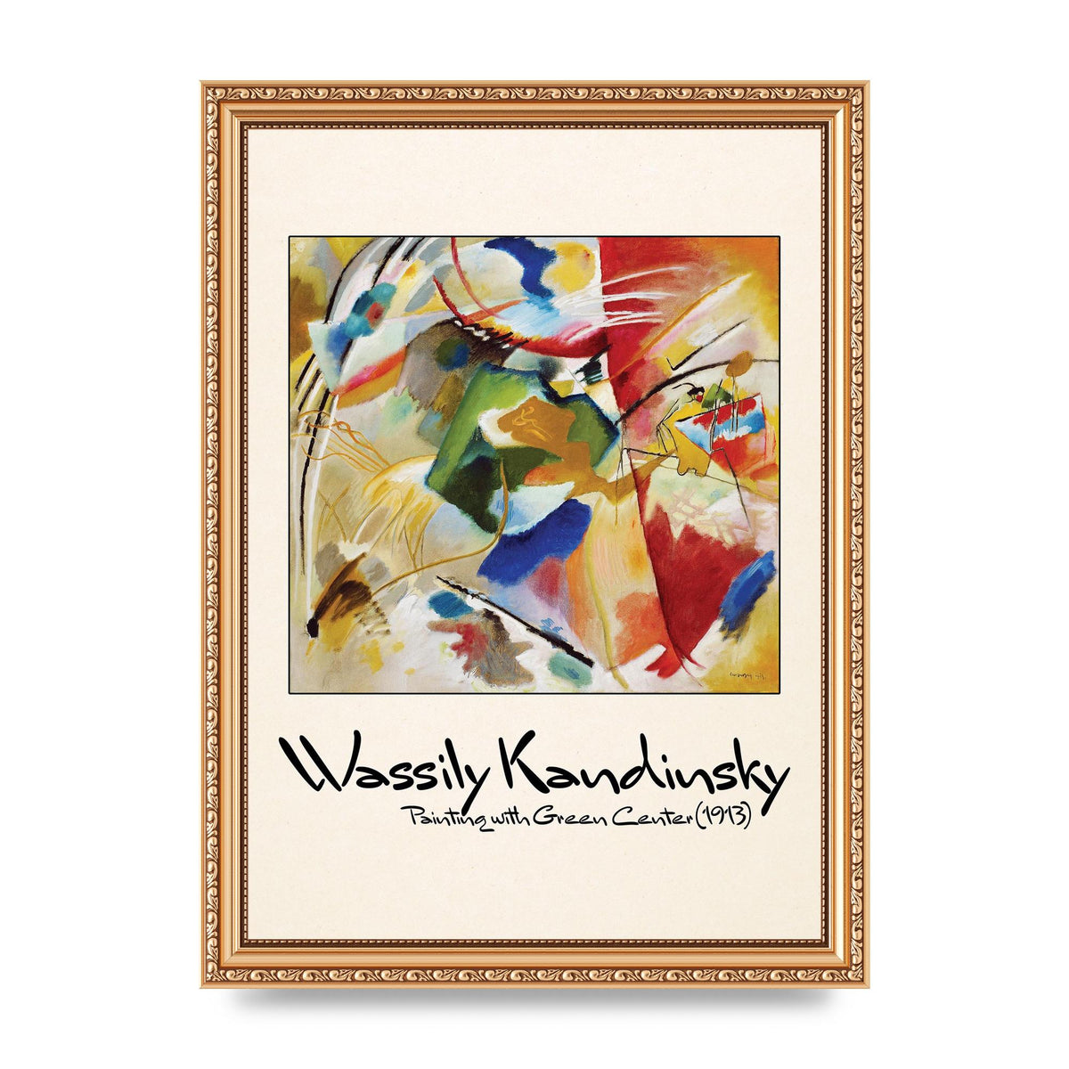 Wassily Kandinsky Painting With Green Center 1913 Wall Art - A4 framed