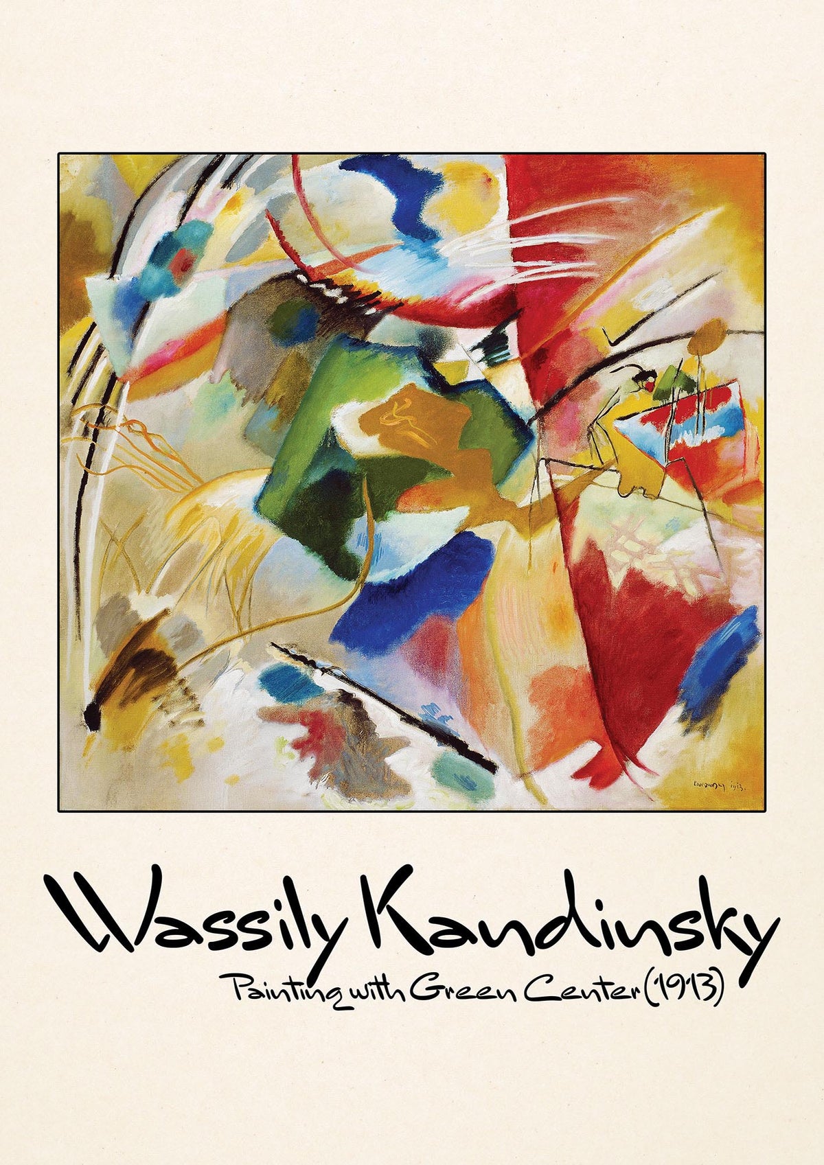 Wassily Kandinsky Painting With Green Center 1913 Wall Art - detail
