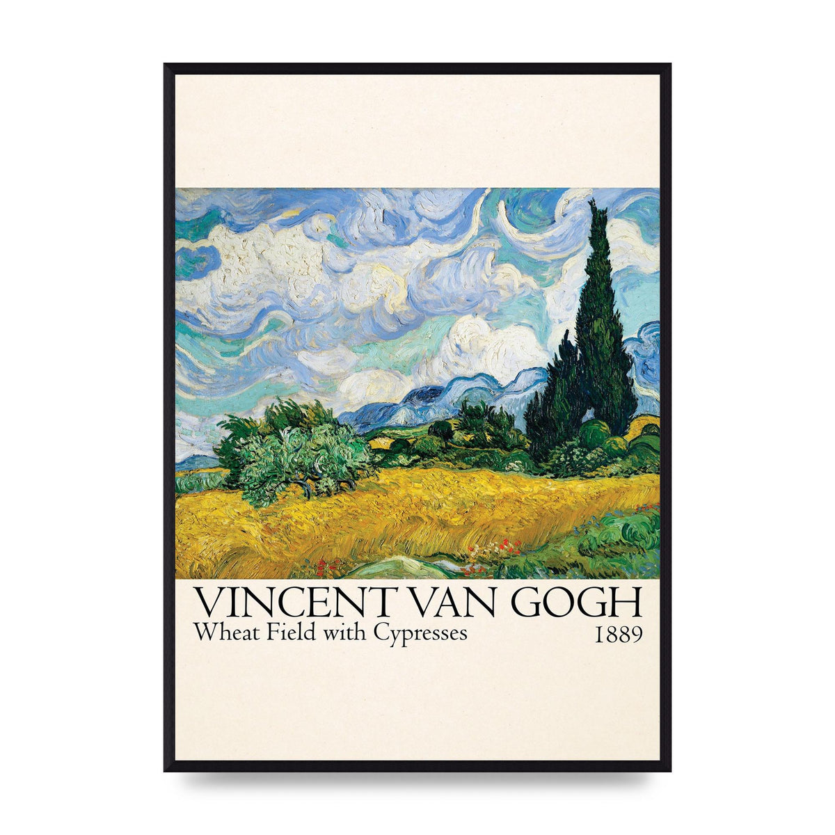 Vincent Van Gogh Wheat Field With Cypresses 1889 Wall Art - A2 framed