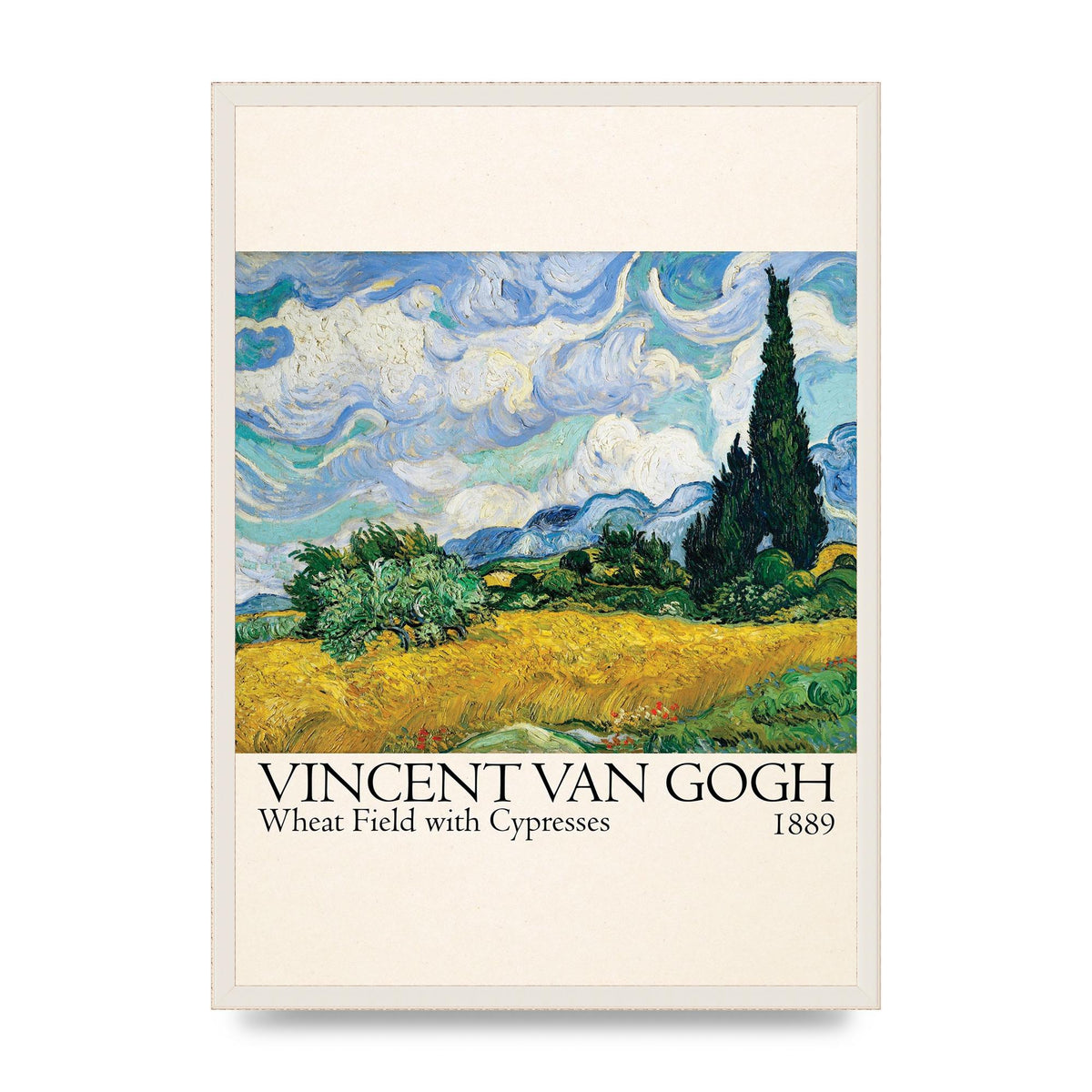 Vincent Van Gogh Wheat Field With Cypresses 1889 Wall Art - A2 framed