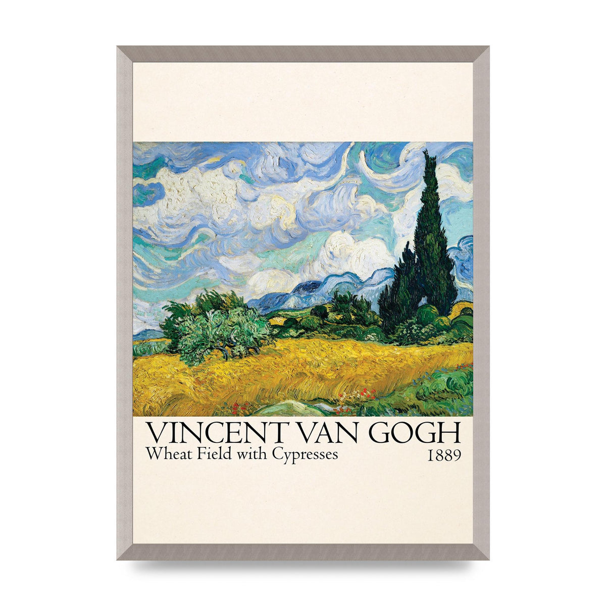 Vincent Van Gogh Wheat Field With Cypresses 1889 Wall Art - A2 framed
