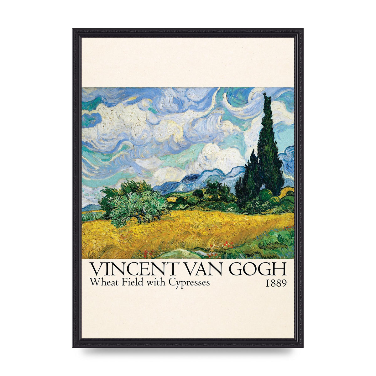 Vincent Van Gogh Wheat Field With Cypresses 1889 Wall Art - A2 framed
